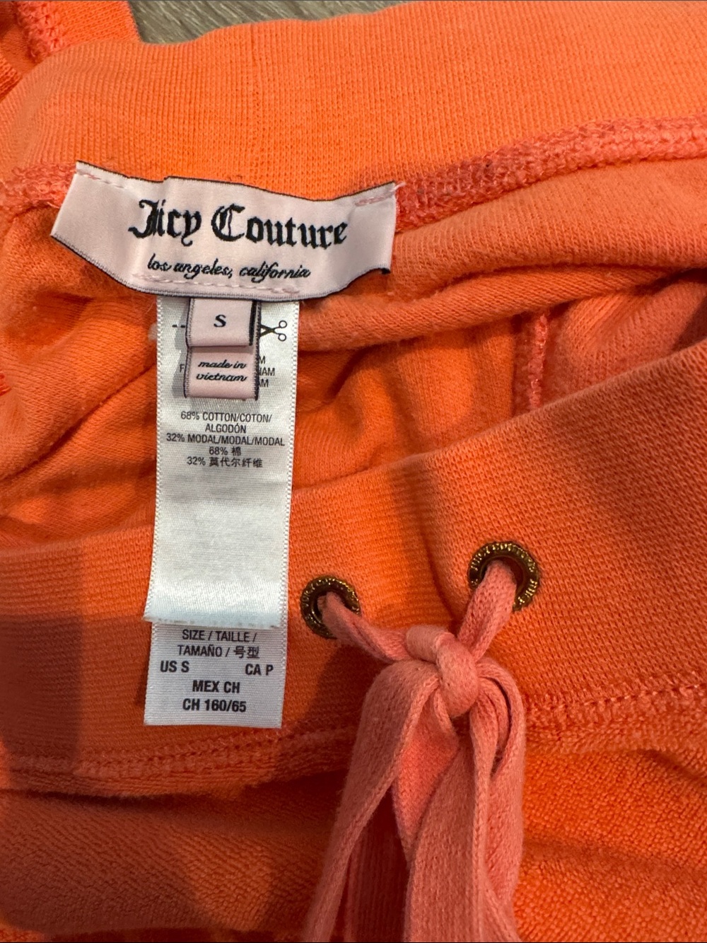 Juicy Couture Bright Orange Terry Jogger Pants with Hooded Short Sleeve Zip Top - Picture 3 of 9